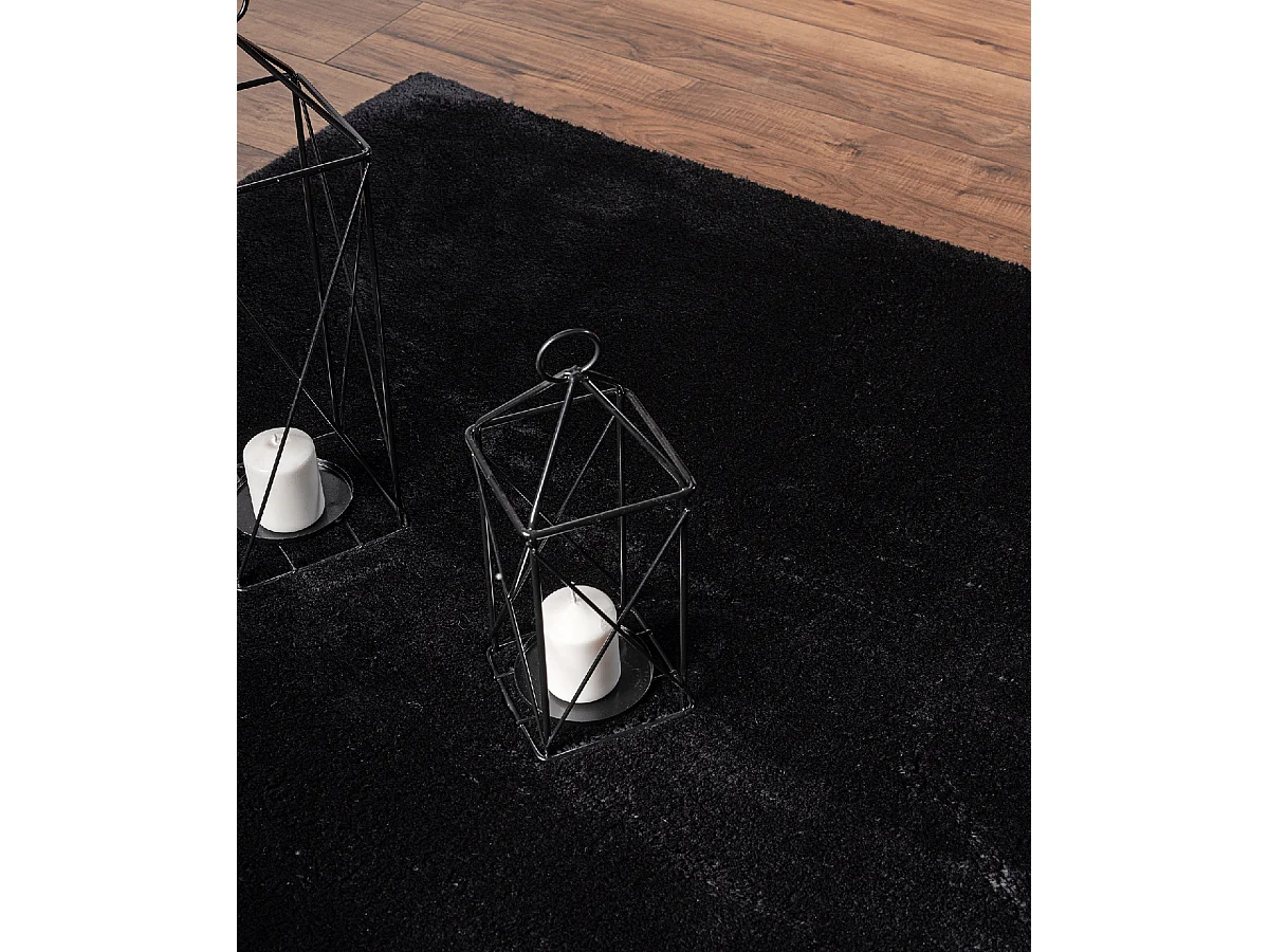 Tapis uni antidérapant lavable Noir - 160 x 160 cm Ronde - RELAX