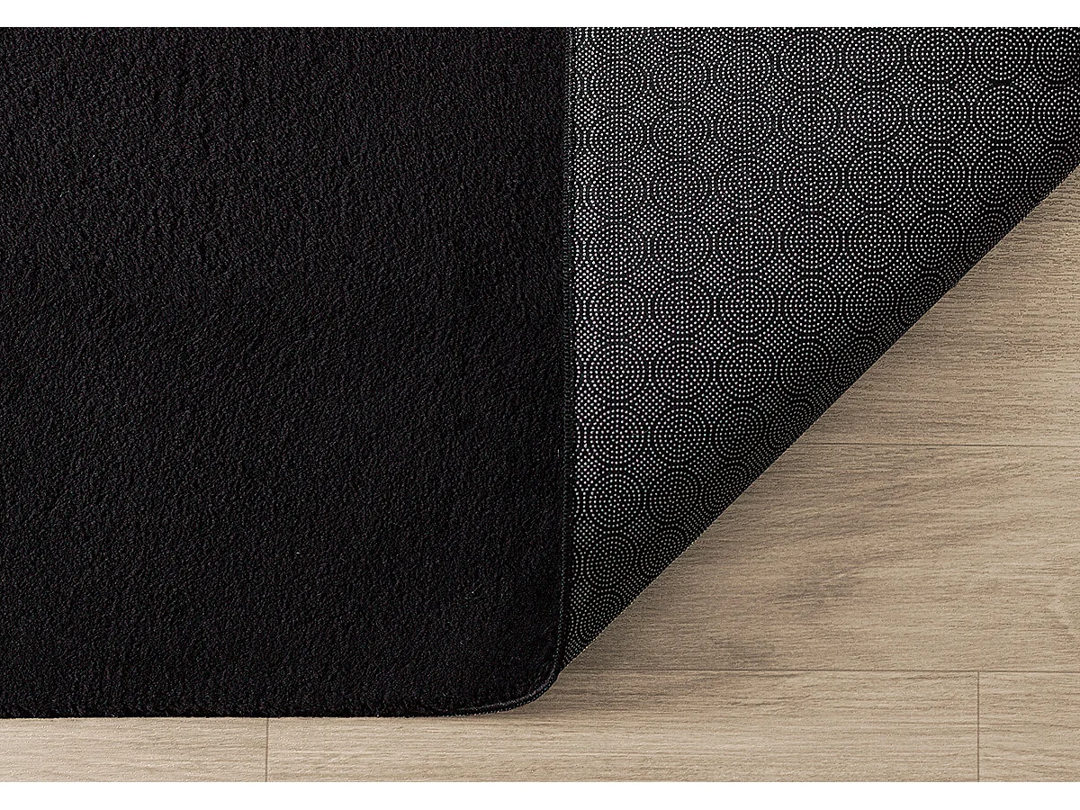 Tapis uni antidérapant lavable Noir - 160 x 160 cm Ronde - RELAX