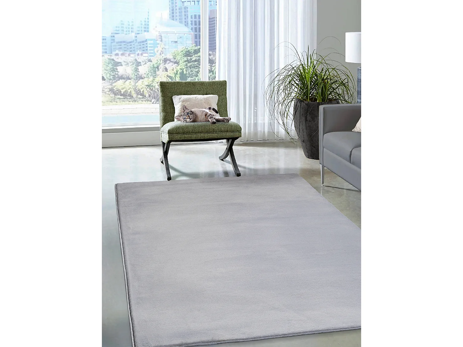Tapijt imitatiebont zacht afwasbaar - Grijs - 140 x 200 cm - COSY