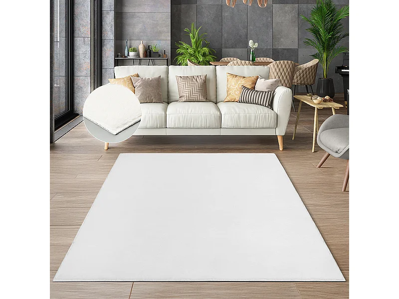 Tapis moderne fourrure chaud douillet lavable - Blanc - 160 x 220 cm - COSY
