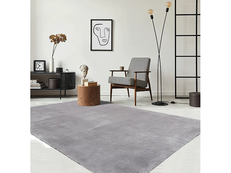 Tapis uni antidérapant lavable Gris - 120 x 160 cm - RELAX