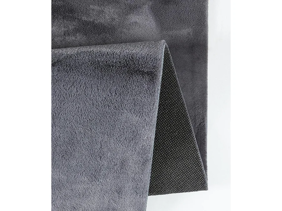 Tapis moderne fourrure chaud douillet lavable - Anthracite - 120 cm Ronde - COSY