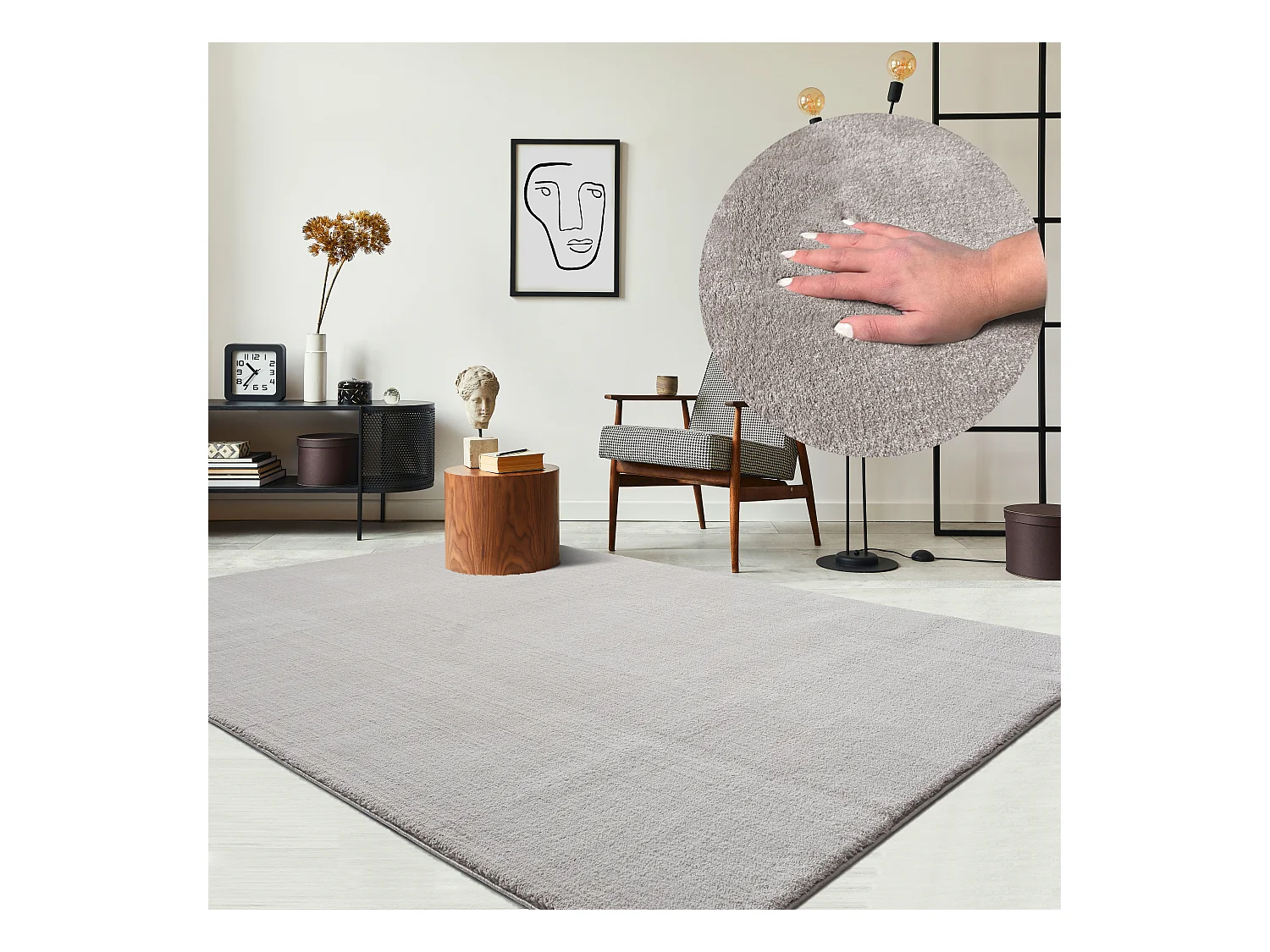 Tappeto pelo corto lavabile antiscivolo - Sabbia - 80 x 300 cm - RELAX