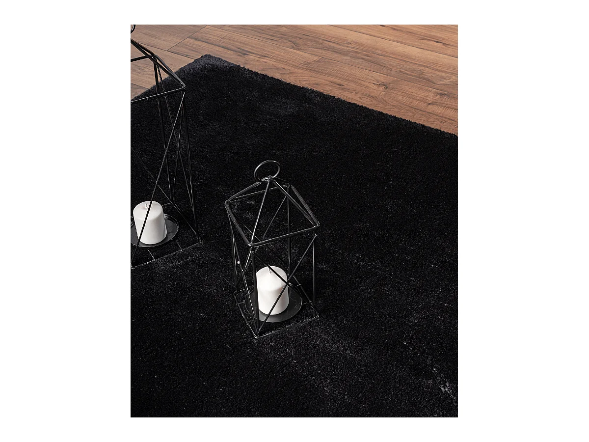 Tapis uni antidérapant lavable Noir - 200 cm Ronde - RELAX