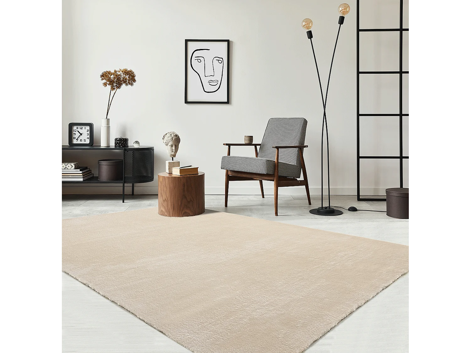 Tapis uni antidérapant lavable Beige - 160 x 220 cm - RELAX