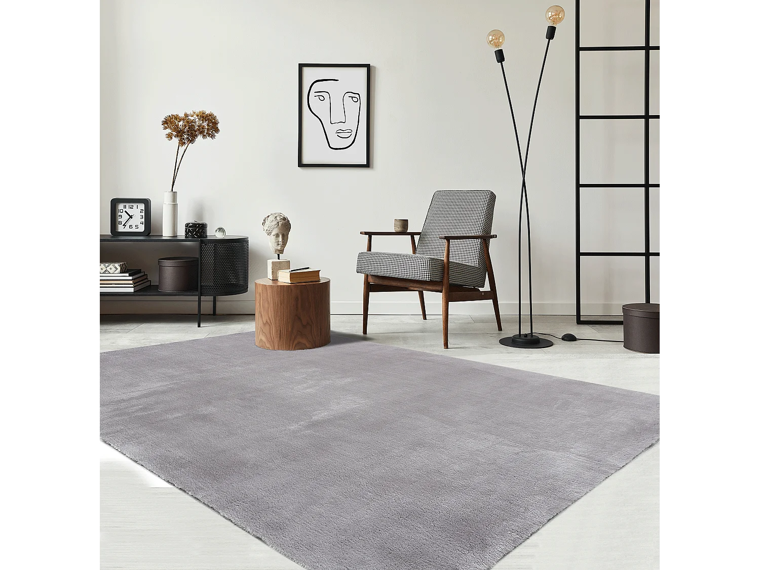 Tapis uni antidérapant lavable Gris - 80 x 300 cm - RELAX