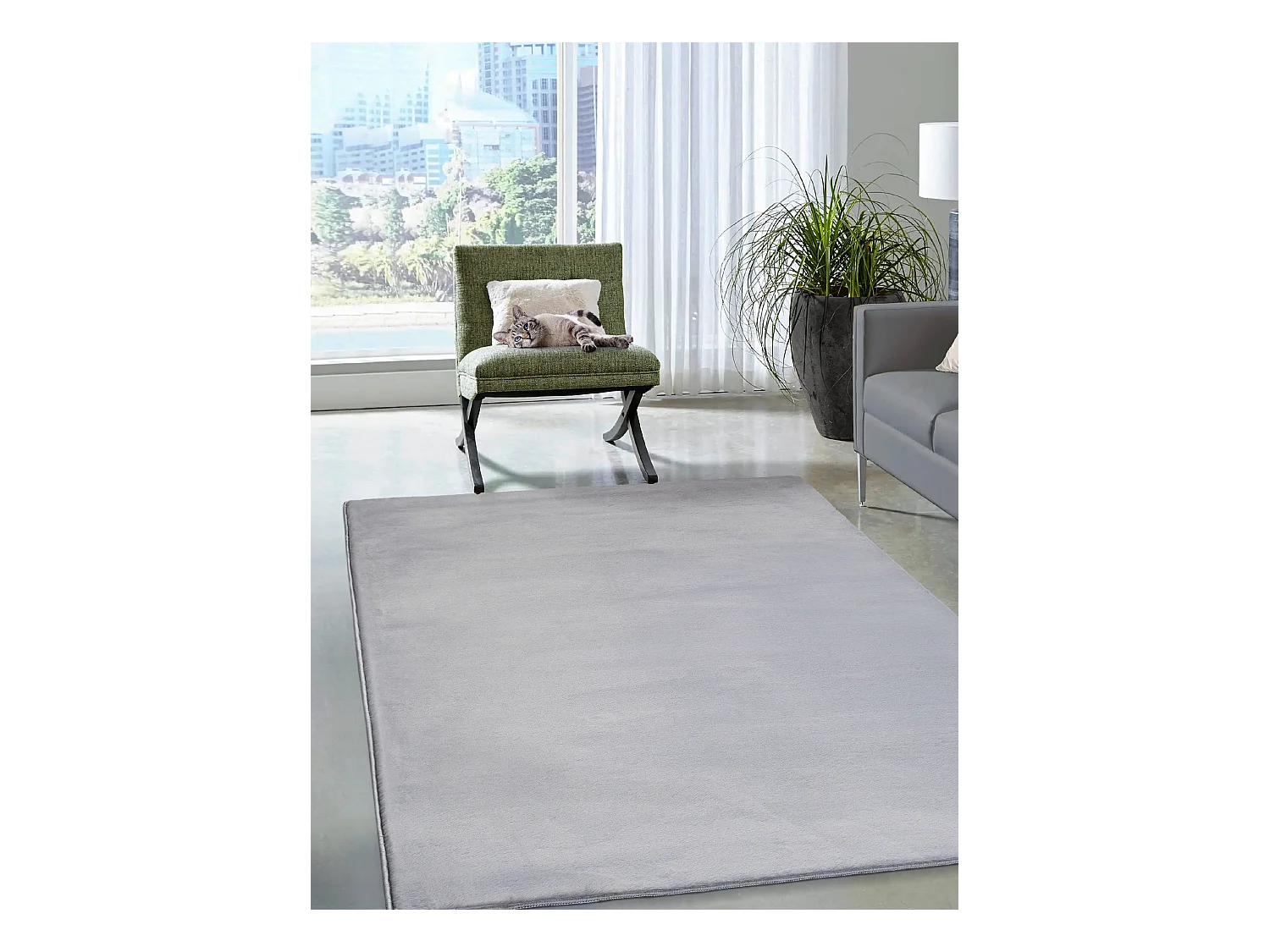 Tapis moderne fourrure chaud douillet lavable - Gris - 70 x 140 cm - COSY