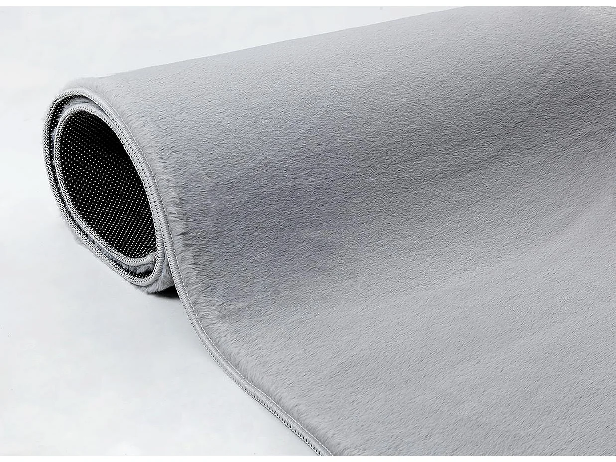 Tapis moderne fourrure chaud douillet lavable - Gris - 70 x 140 cm - COSY