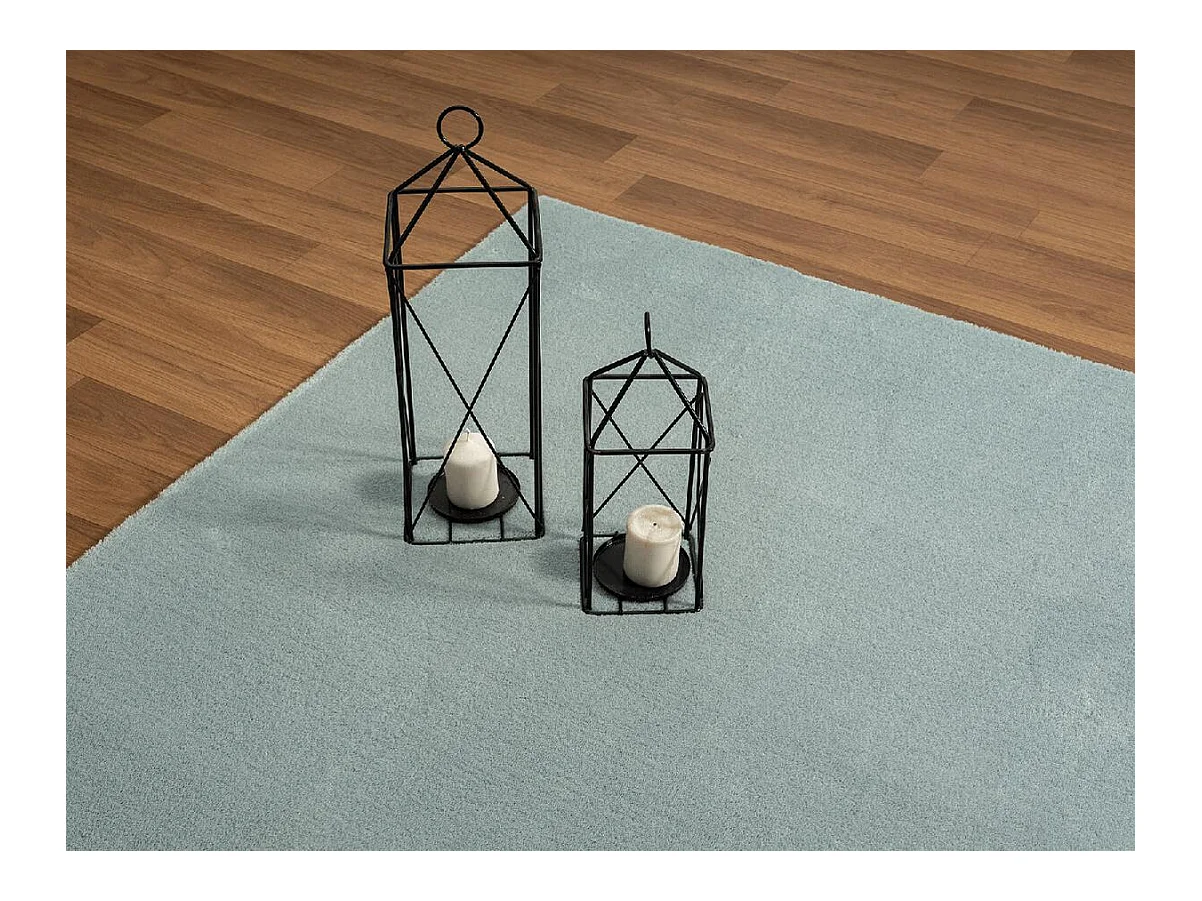 Alfombra pelo corto lavable antideslizante - Azul - 200 x 280 cm - RELAX