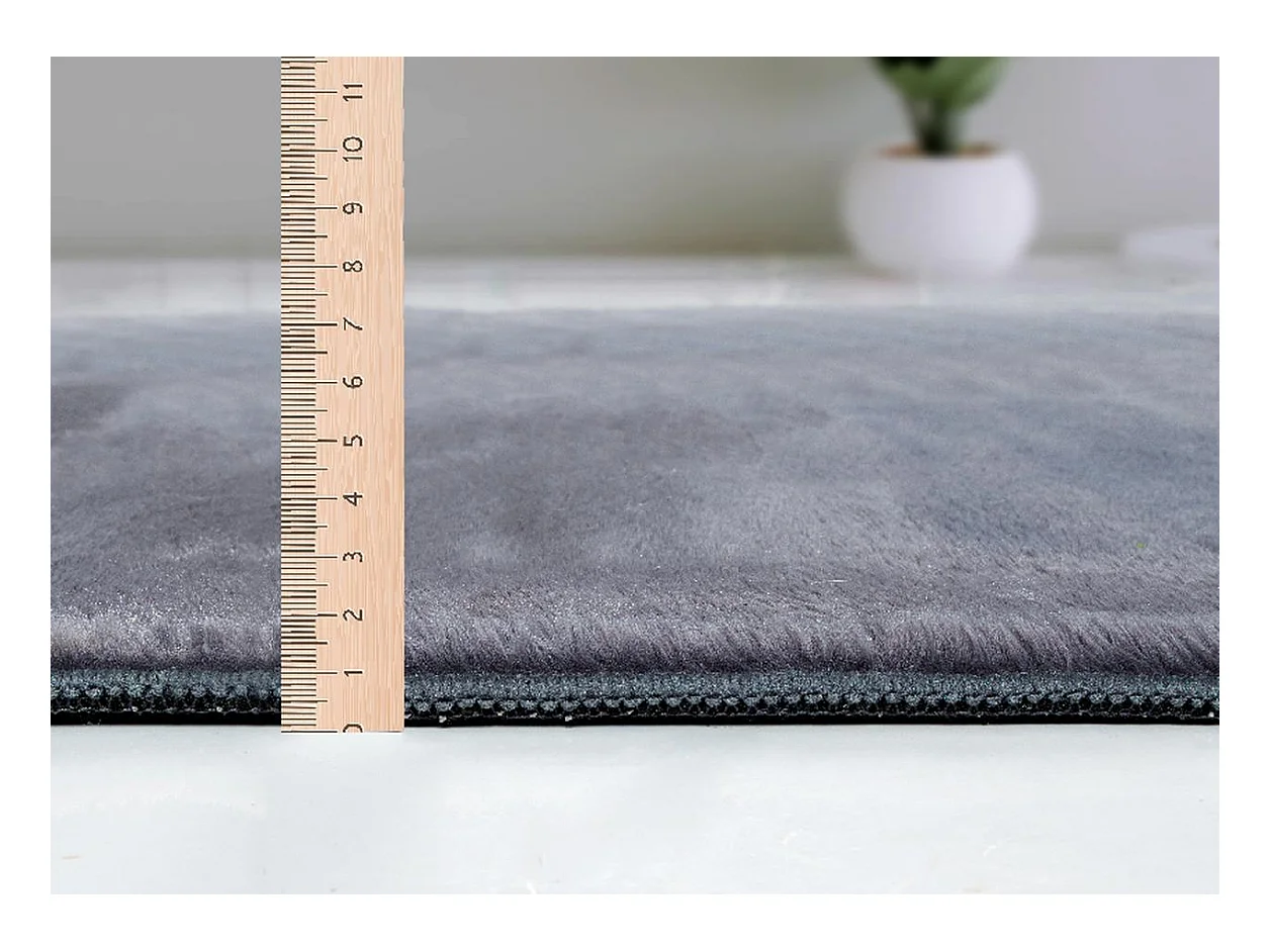 Tapijt imitatiebont zacht afwasbaar - Antraziet - 200 cm Rond - COSY