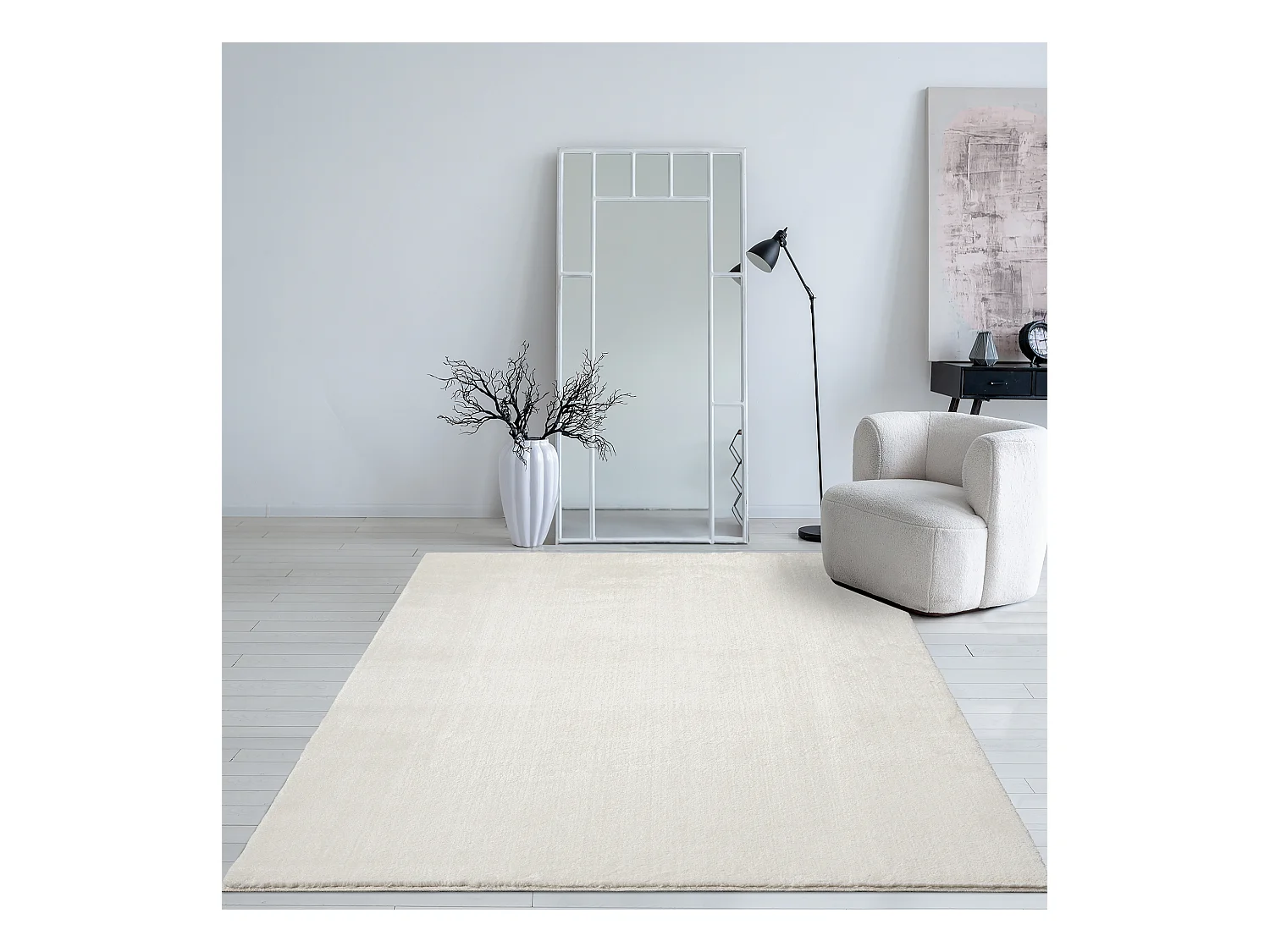 Tapis uni antidérapant lavable Crème - 80 x 150 cm - RELAX