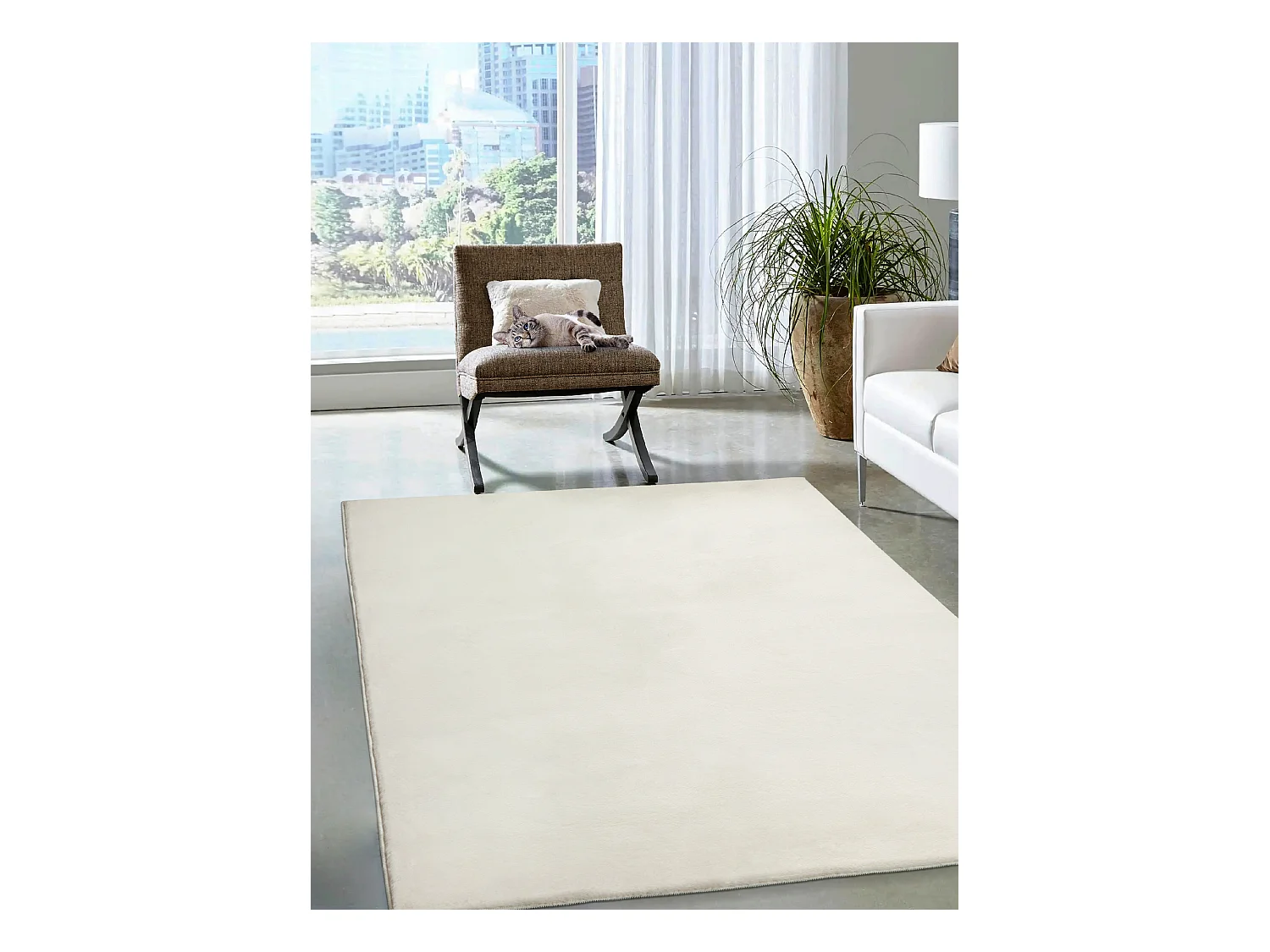 Alfombra piel sintética suave lavable - Crema - 160 x 220 cm - COSY