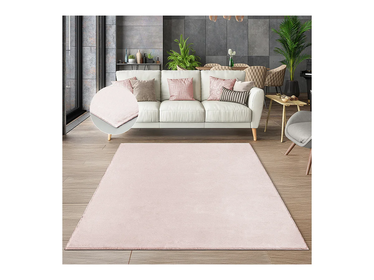 Tapis moderne fourrure chaud douillet lavable - Rose - 200 x 280 cm - COSY