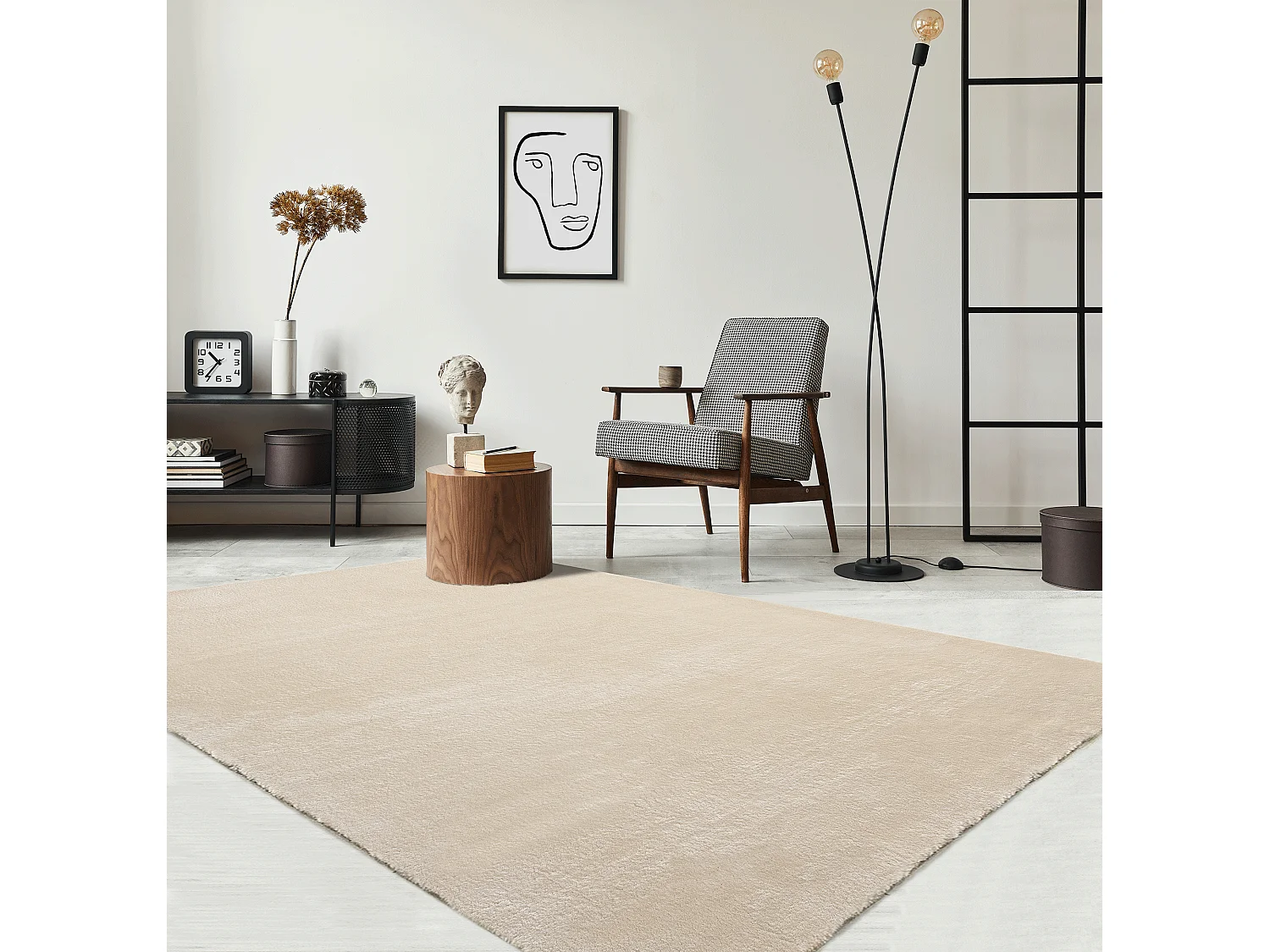 Tapis uni antidérapant lavable Beige - 120 x 160 cm - RELAX