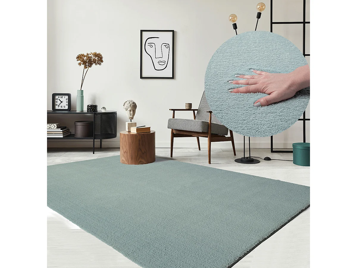 Tapis uni antidérapant lavable Bleu - 120 x 160 cm - RELAX