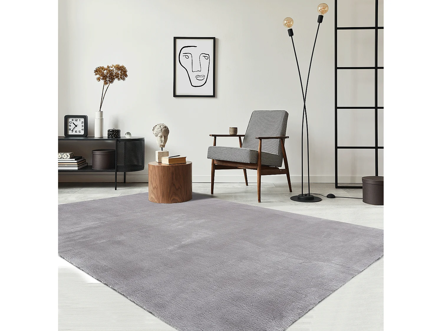 Tapis uni antidérapant lavable Gris - 240 x 340 cm - RELAX