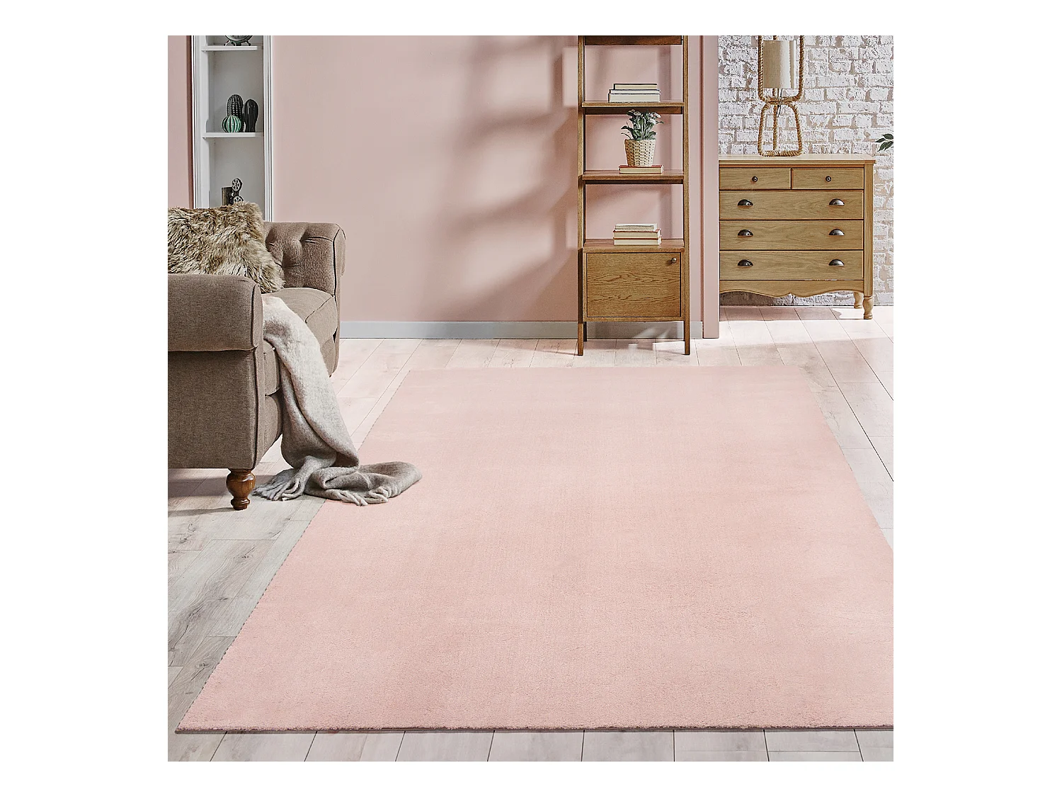 Alfombra pelo corto lavable antideslizante - Rosa - 120 x 160 cm - RELAX