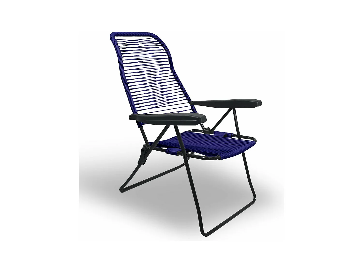 Chaise longue inclinable à cordon Lipari en PVC bleu