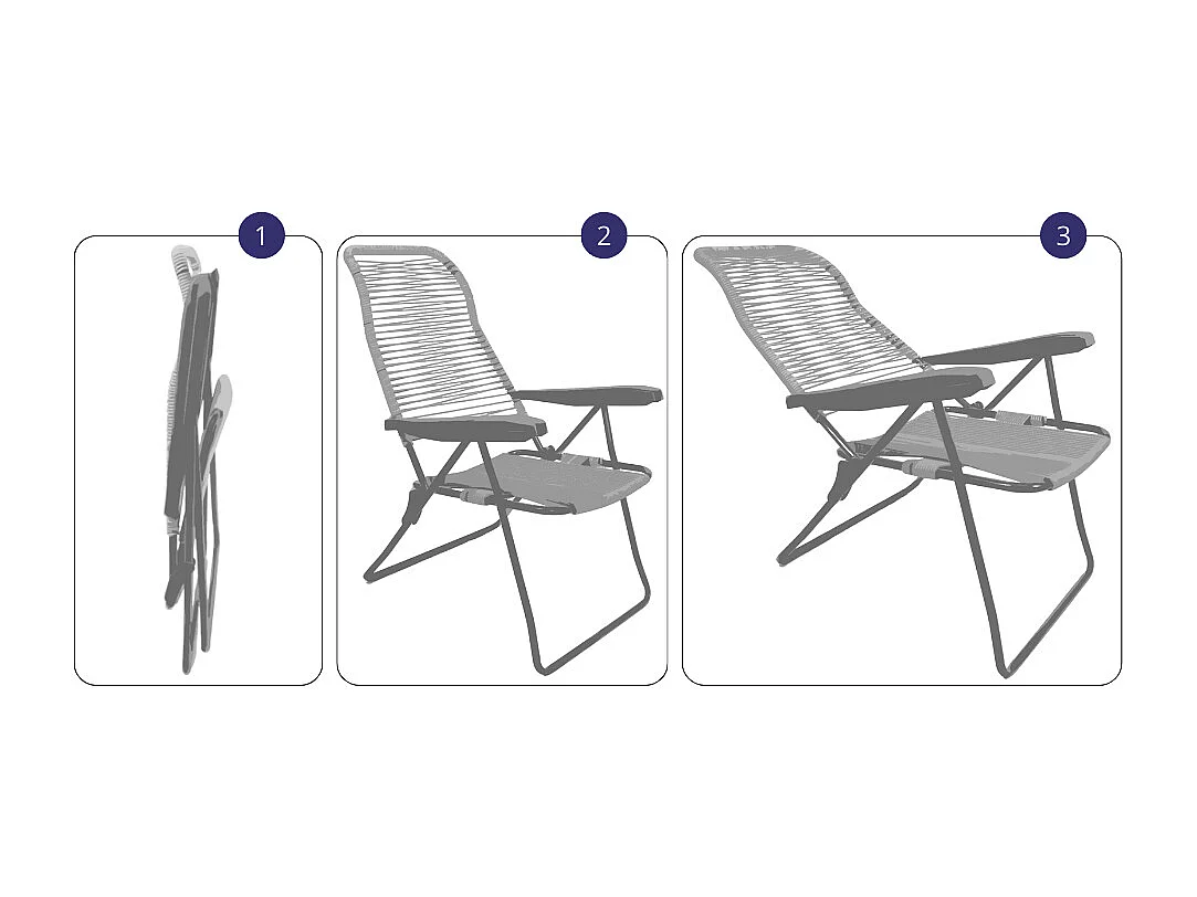 Chaise longue inclinable à cordon Lipari en PVC bleu