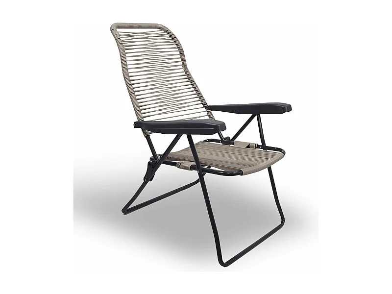 Sedia sdraio Lipari cordonata reclinabile in pvc grigio tortora