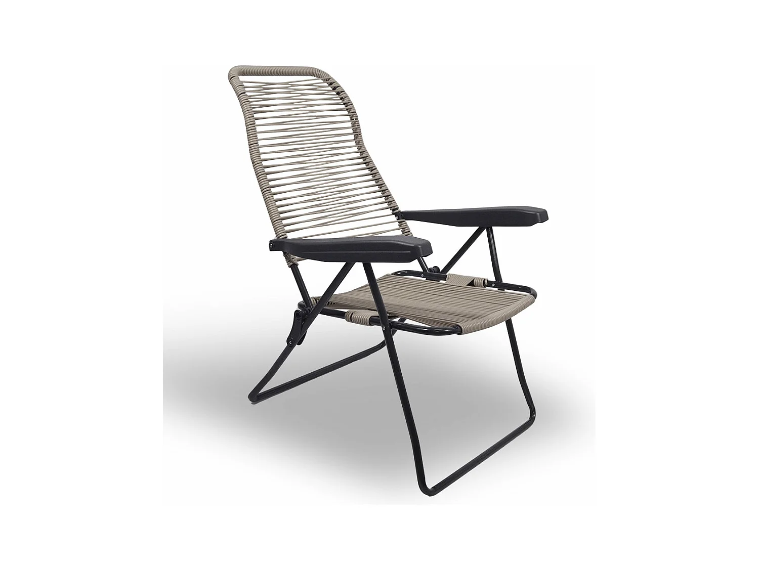 Chaise longue inclinable à cordon Lipari en PVC gris tourterelle