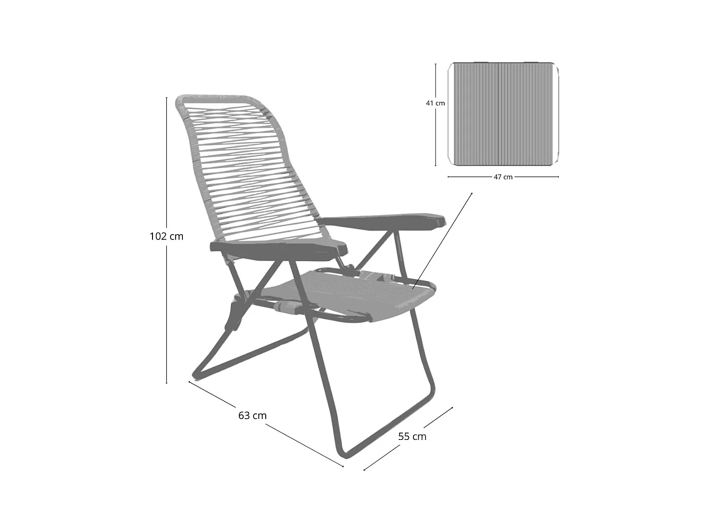 Tumbona reclinable con cuerda Lipari en PVC verde