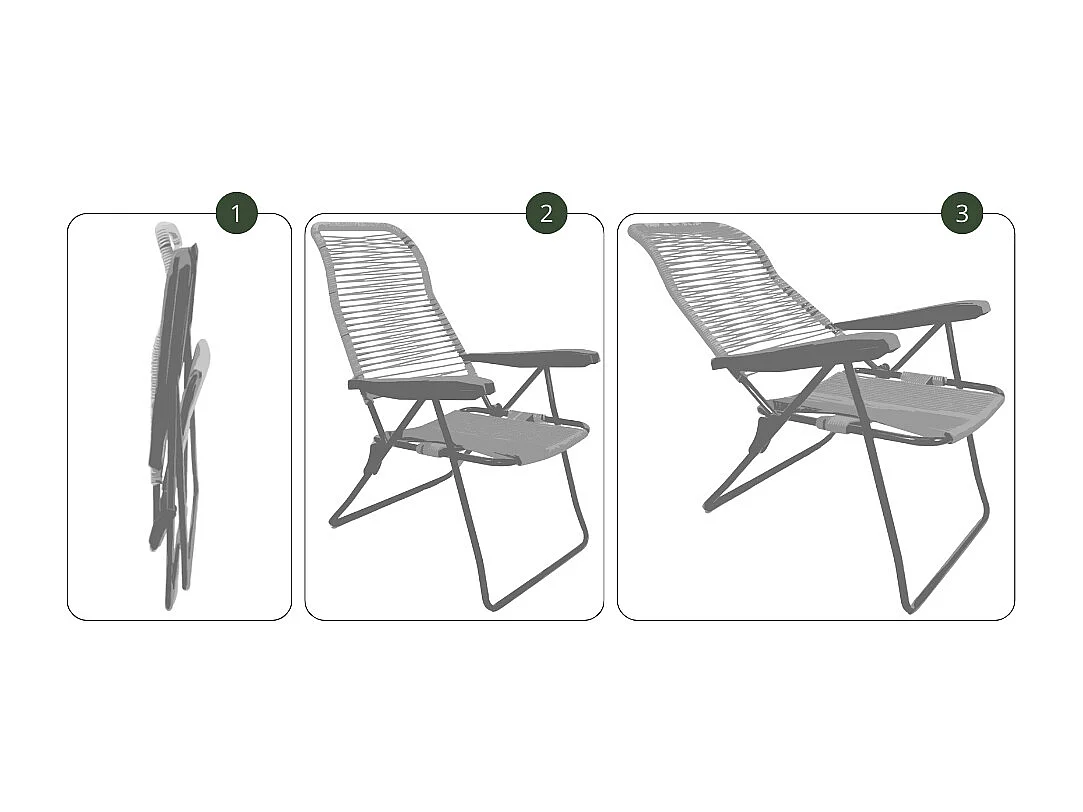 Chaise longue inclinable à cordon Lipari en PVC vert