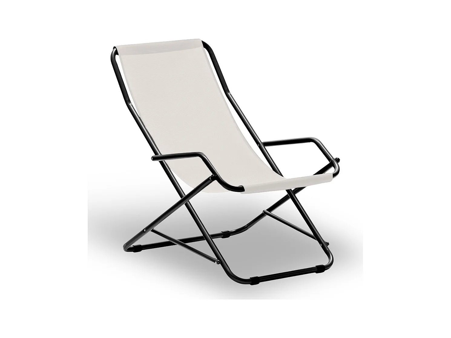 Chaise longue balancelle Creta en tube d'acier peint avec revêtement en PVC beige