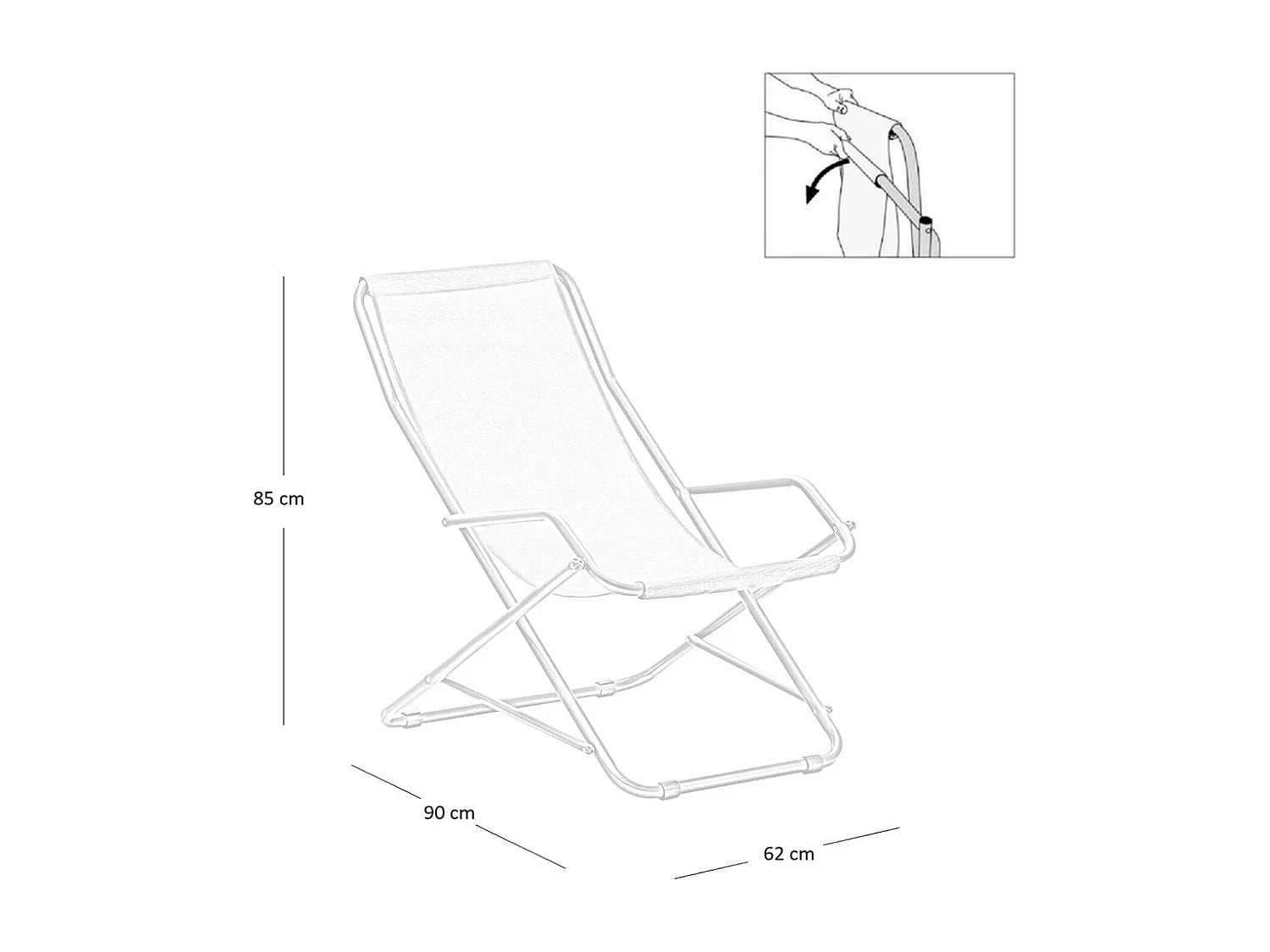 Chaise longue balancelle Creta en tube d'acier peint avec revêtement en PVC beige