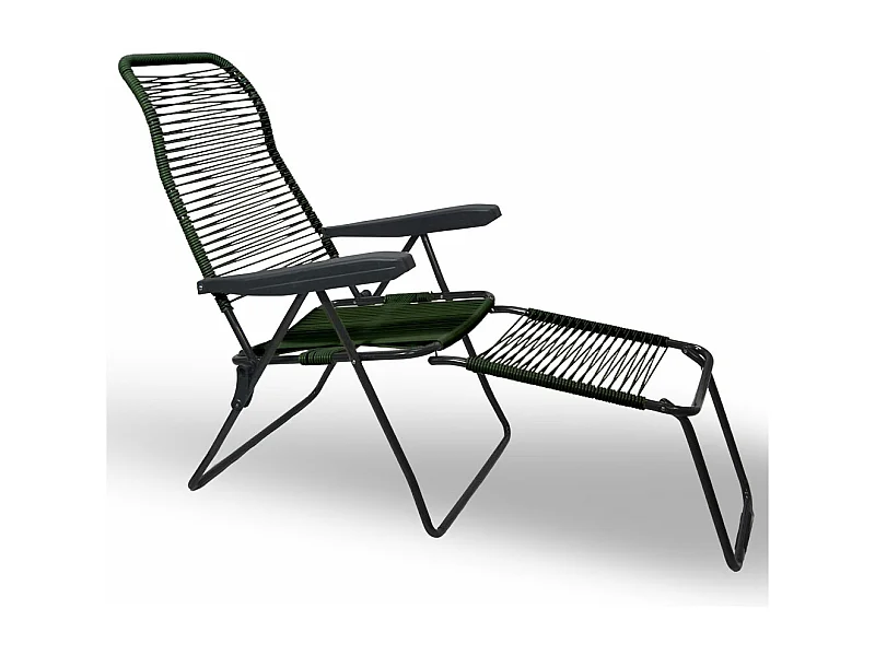 Chaise longue inclinable à cordon Lipari XL en PVC vert