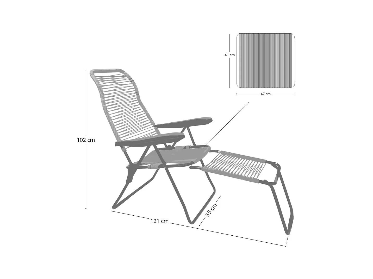 Tumbona reclinable con cuerda Lipari XL en PVC verde