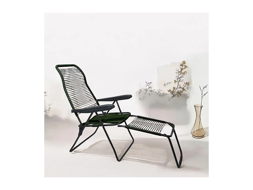 Tumbona reclinable con cuerda Lipari XL en PVC verde