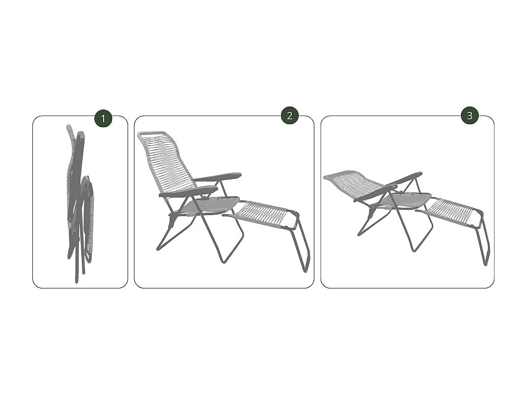 Chaise longue inclinable à cordon Lipari XL en PVC vert