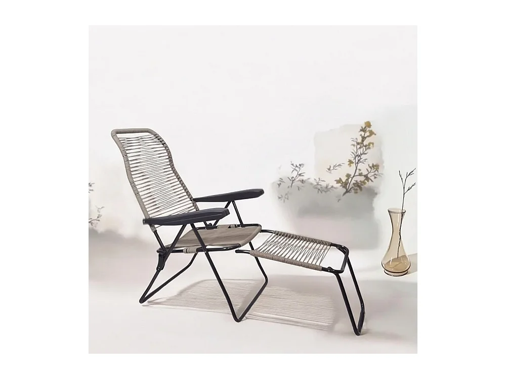 Sedia sdraio Lipari XL cordonata reclinabile in pvc grigio tortora