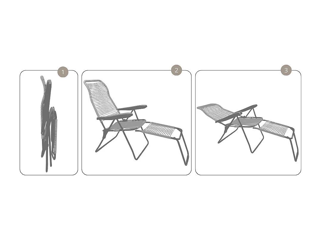 Sedia sdraio Lipari XL cordonata reclinabile in pvc grigio tortora