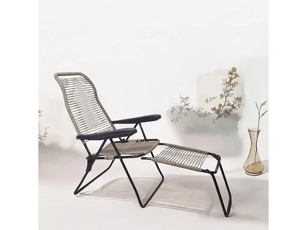 Sedia sdraio Lipari XL cordonata reclinabile in pvc grigio tortora