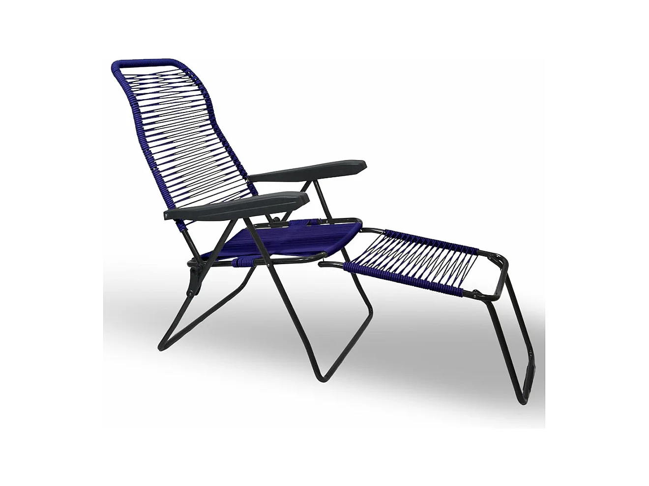 Chaise longue inclinable à cordon Lipari XL en PVC bleu