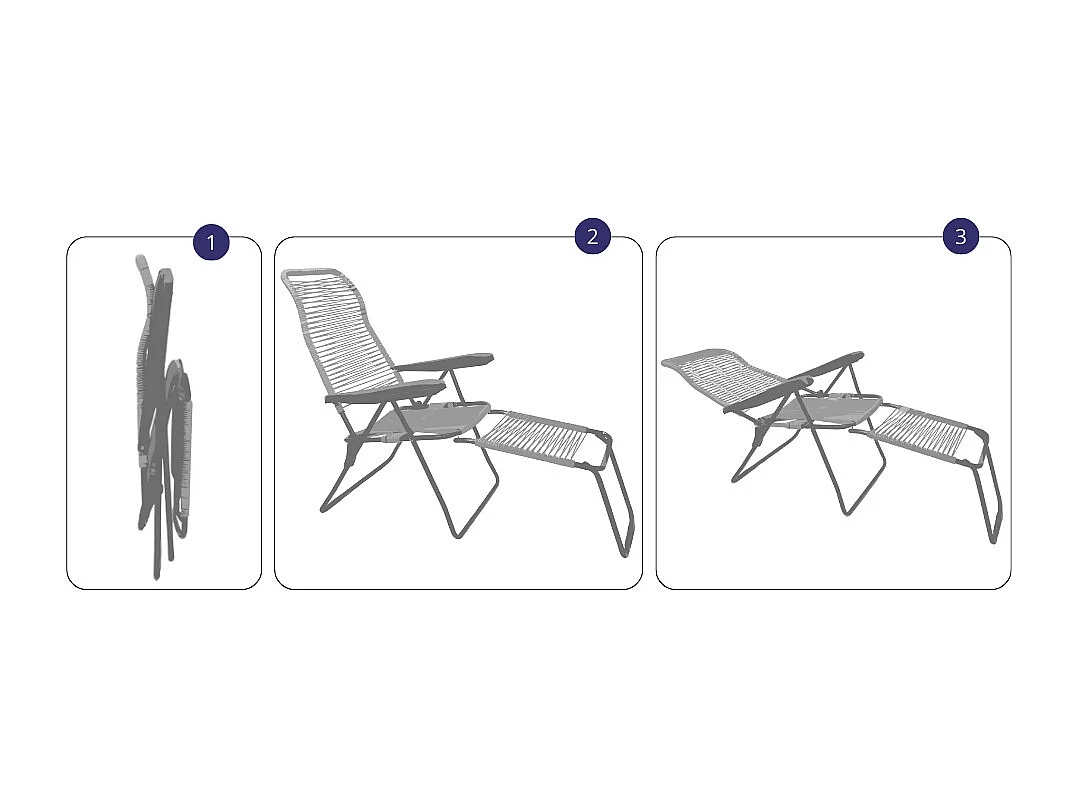 Chaise longue inclinable à cordon Lipari XL en PVC bleu