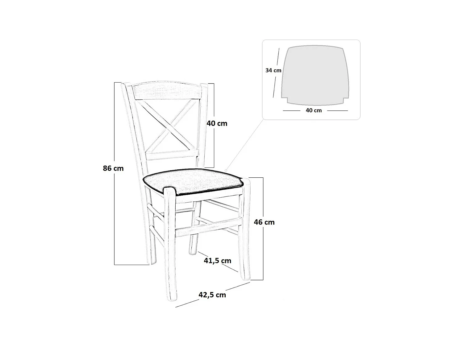 Chaise Venezia en bois de cerisier avec dossier croisé et assise en similicuir beige