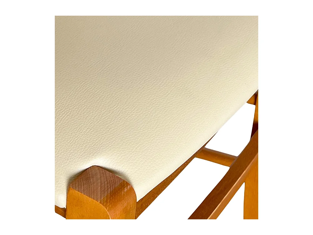 Chaise Venezia en bois de cerisier avec dossier croisé et assise en similicuir beige