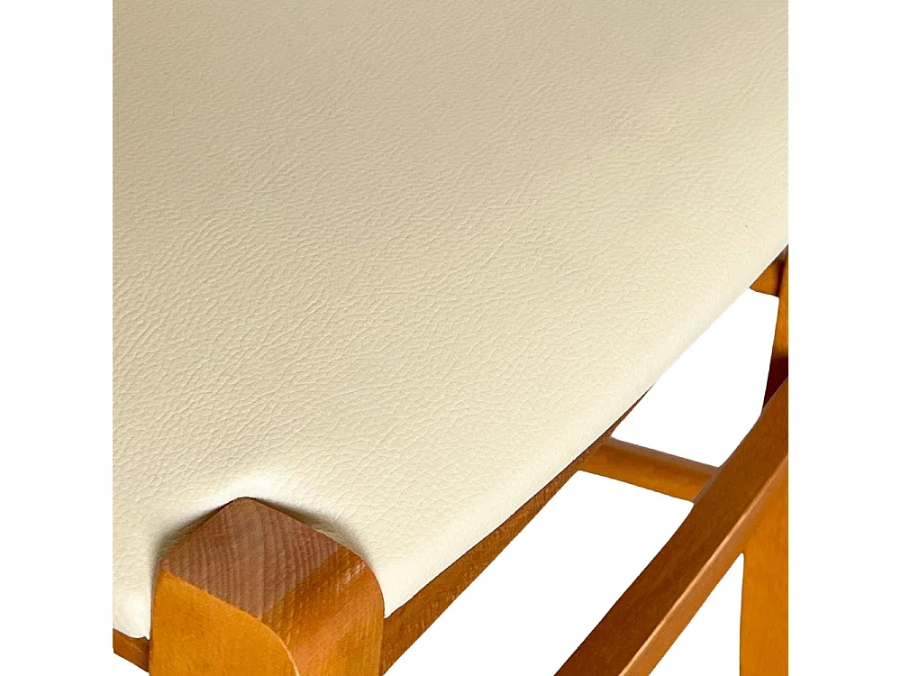 Chaise Venezia en bois de cerisier avec dossier croisé et assise en similicuir beige