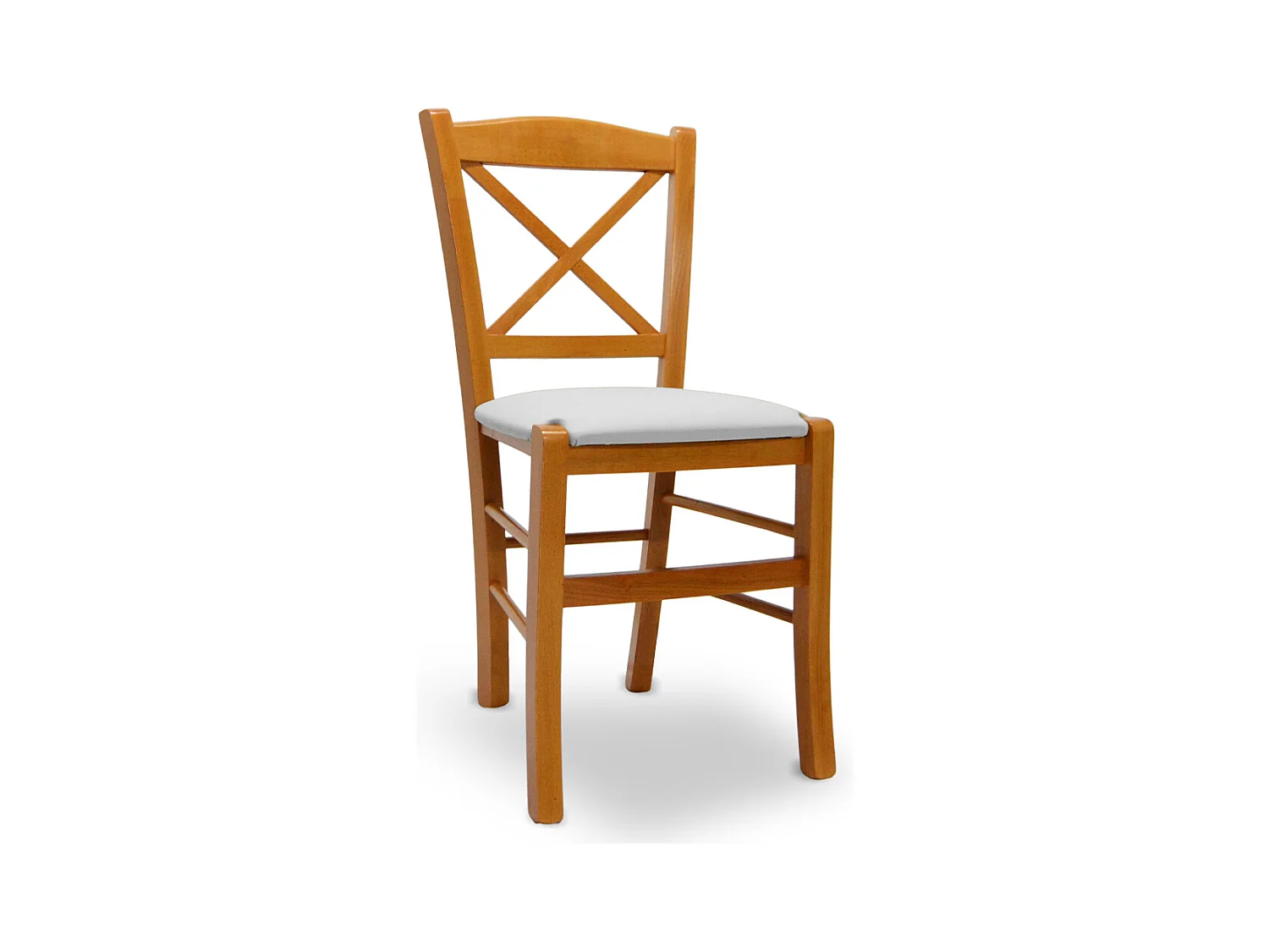 Chaise Venezia en bois de cerisier avec assise en simili cuir gris glacier