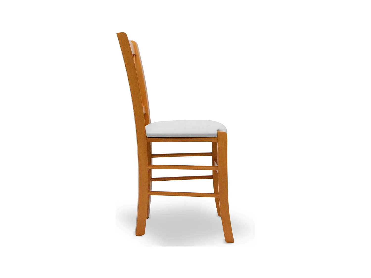 Chaise Venezia en bois de cerisier avec assise en simili cuir gris glacier