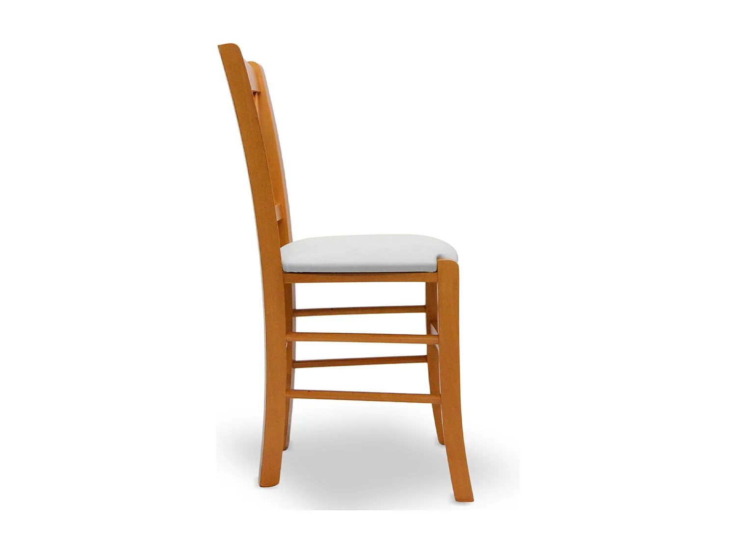 Chaise Venezia en bois de cerisier avec assise en simili cuir gris glacier