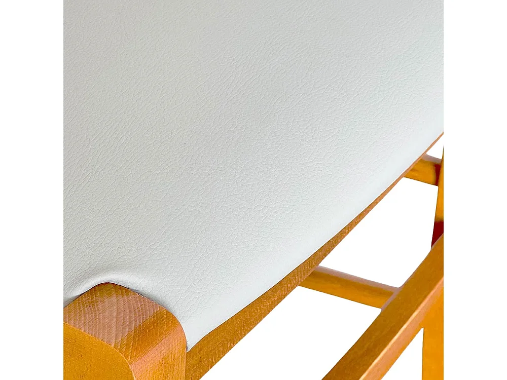 Chaise Venezia en bois de cerisier avec assise en simili cuir gris glacier