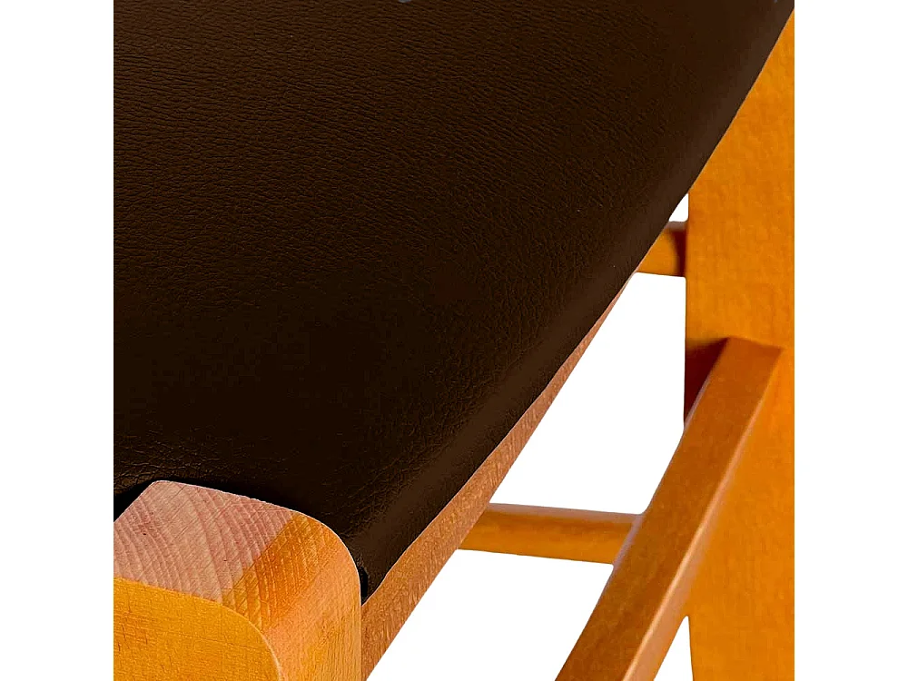 Chaise Venezia en bois de cerisier avec dossier croisé et assise en similicuir marron