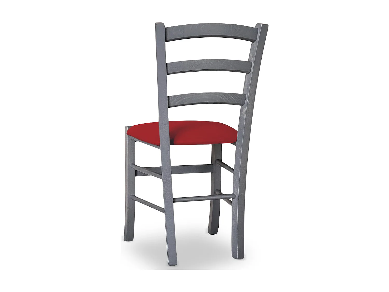 Chaise Venezia en bois de hêtre gris avec assise en similicuir rouge