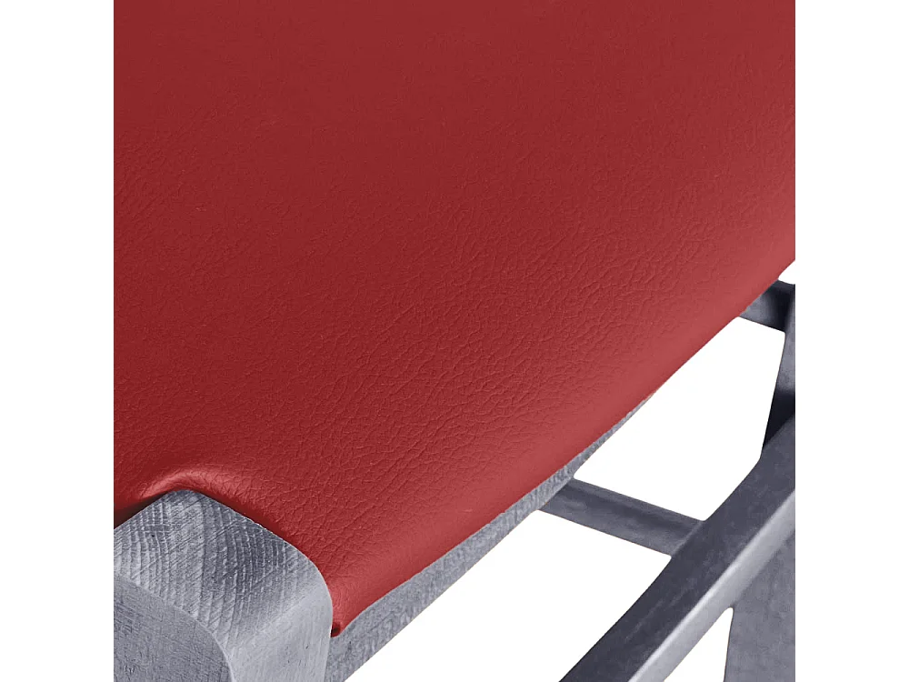 Chaise Venezia en bois de hêtre gris avec assise en similicuir rouge