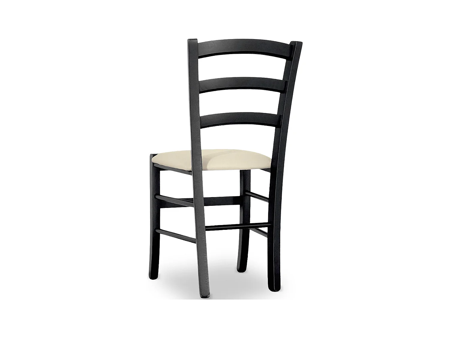 Sedia Venezia in legno di faggio nero con seduta in similpelle beige