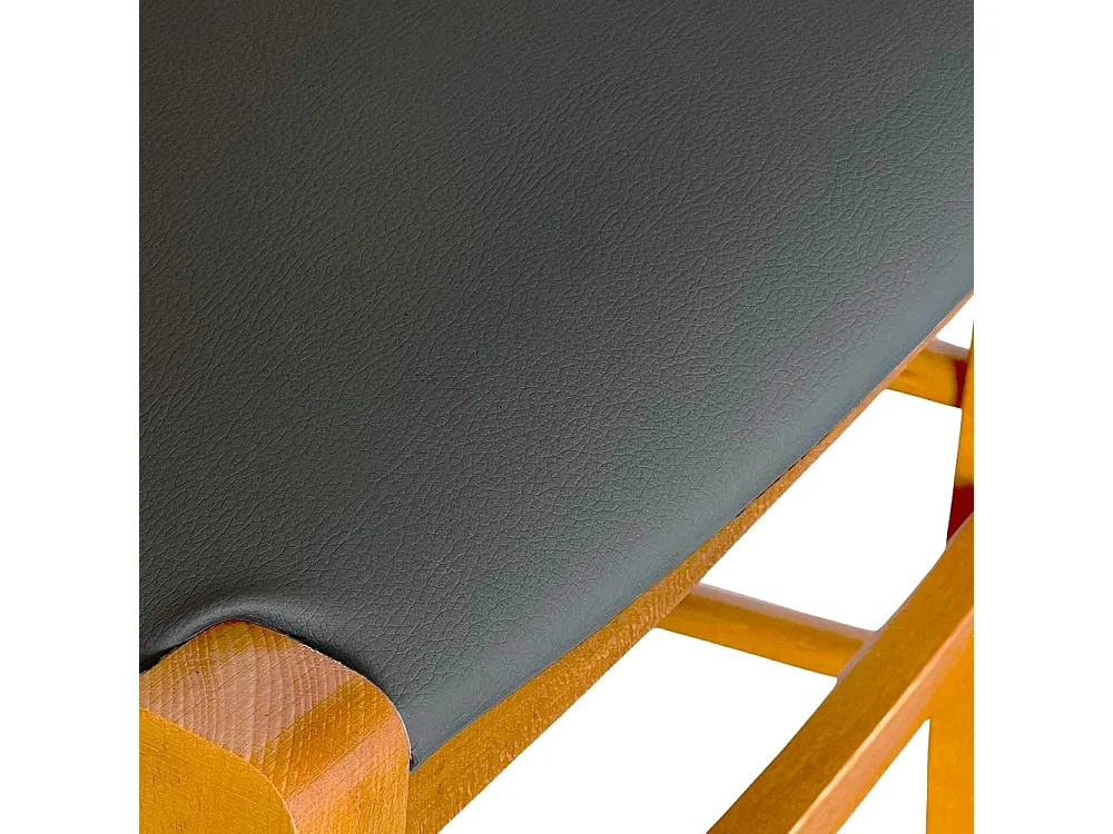 Chaise Venezia en bois de cerisier avec assise en similicuir gris anthracite